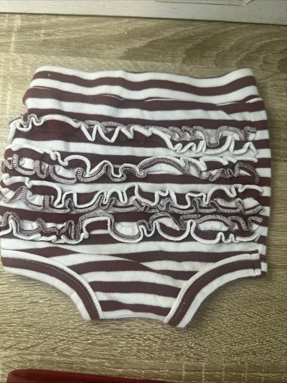 Kate Quinn Retro Ruffle Bloomers Bundle Size6-12 Mnths Burgandy & Striped Burg